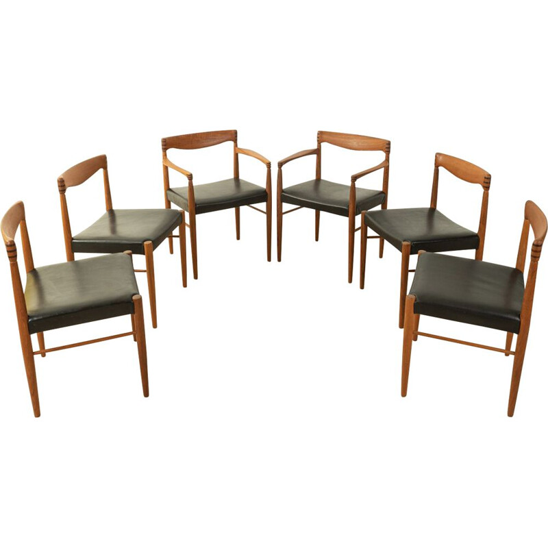 Set of 6 vintage solid teak wood dining chairs by H.W. Klein for Bramin, Denmark 1960s