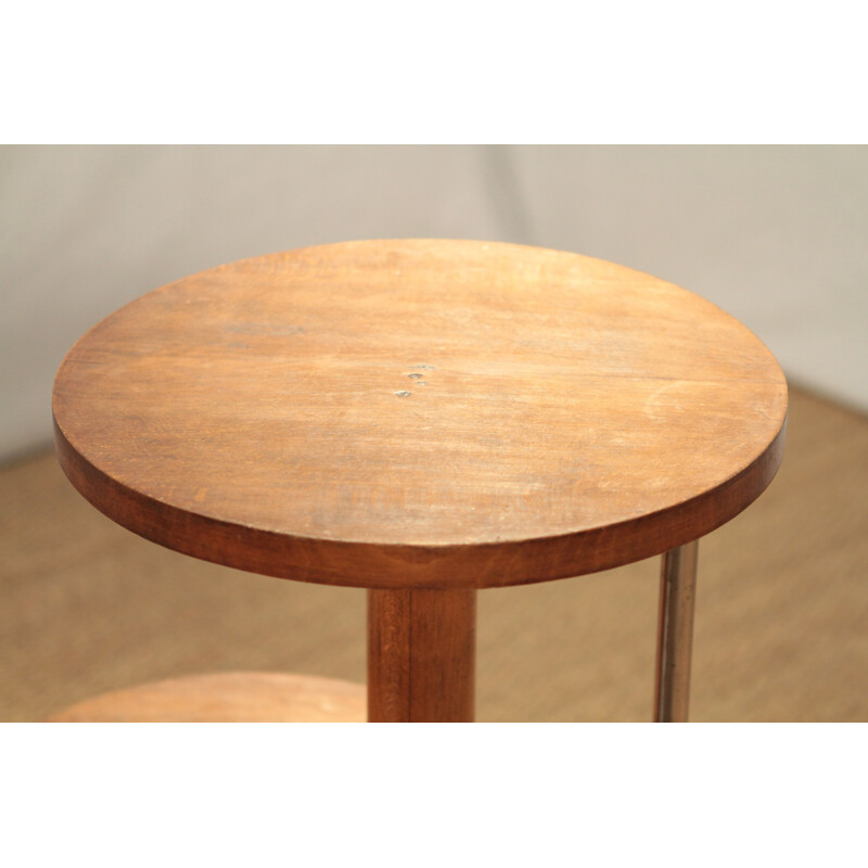 Tall oak side table - 1930s