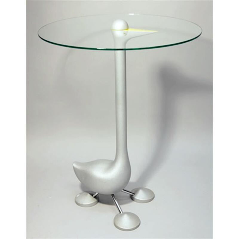 Table d'appoint "Sirfo" Zanotta en verre et métal, Alessandro MENDINI - 1980