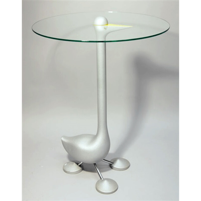 Zanotta "Sirfo" side table in glass and metal, Alessandro MENDINI - 1980s
