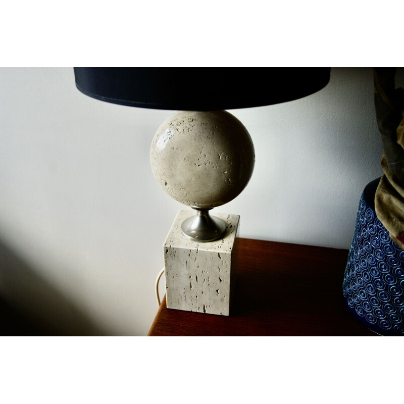 Vintage travertine lamp by Philippe Barbier, 1960