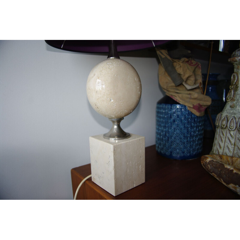 Vintage travertine lamp by Philippe Barbier, 1960