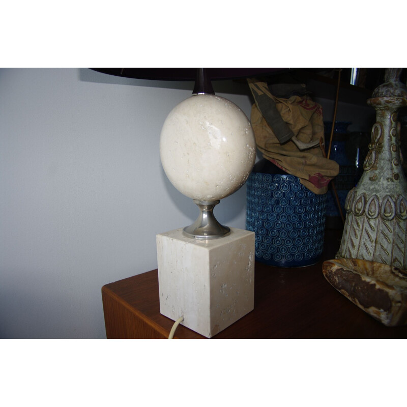 Vintage travertine lamp by Philippe Barbier, 1960