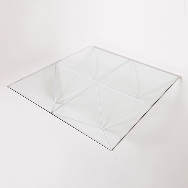 B&B Italia "Alanda" coffee table in glass and white steel, Paolo PIVA - 1980s