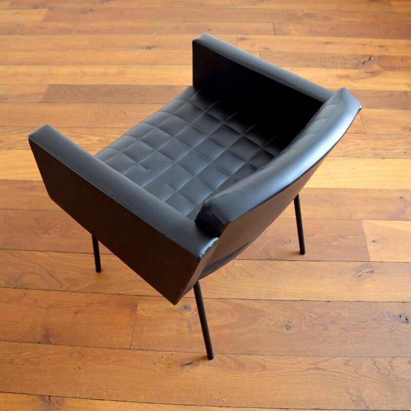 Vintage "Conseil" fauteuil in gelakt metaal van Pierre Guariche voor Meurop, 1960