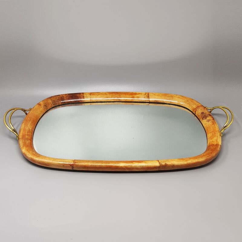 Vintage tray in parchment by Aldo Tura for Macabo, Italy 1950s