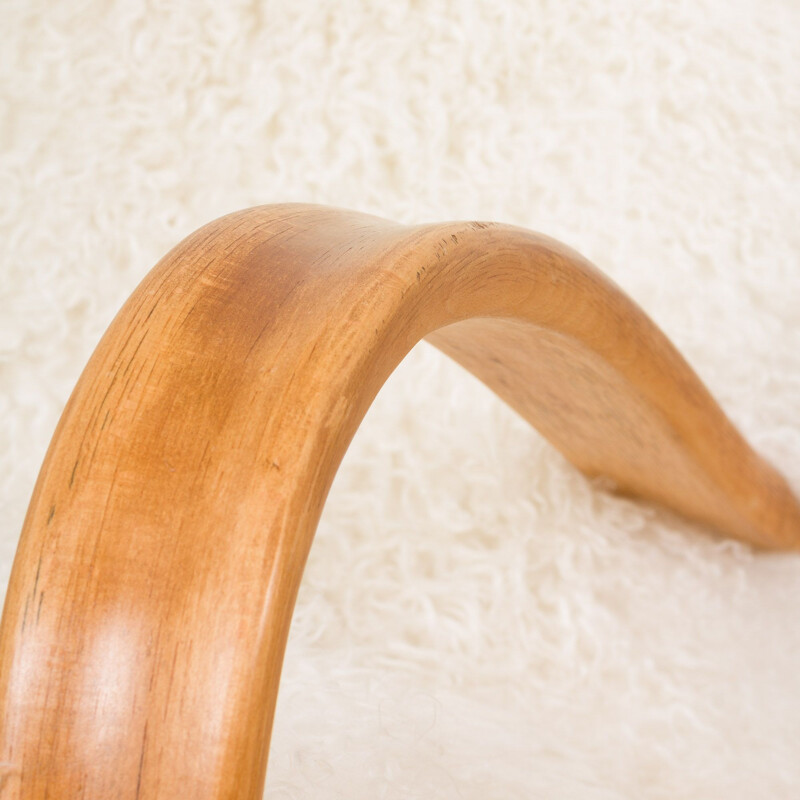 Pair of vintage armchairs model 269 in natural long hair sheepskin by Jindrich Halaba, 1930s