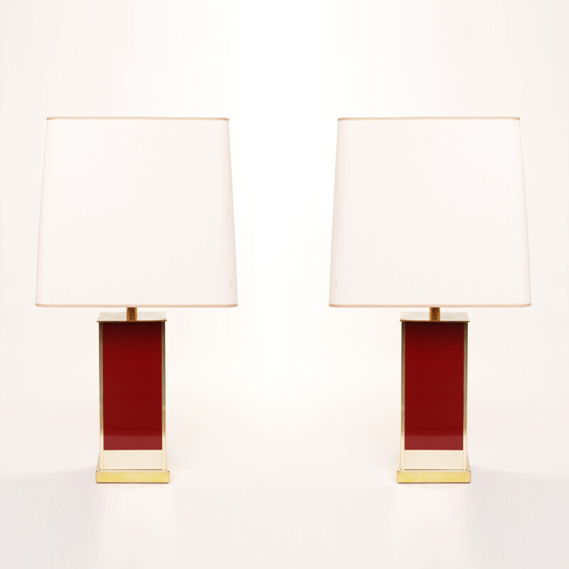 Pair of Roche & Bobois table lamps in brass, Jean Claude MAHEY - 1970s