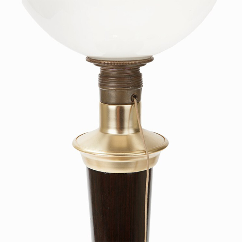 French Mazda table lamp in opaline glass and brass - 1930s