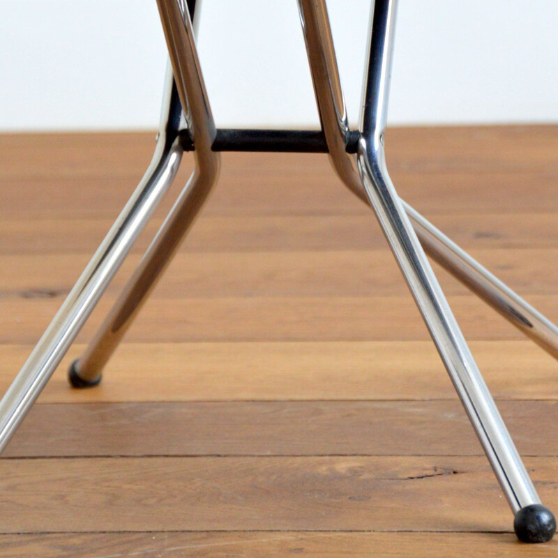 Juego de 3 sillas plegables vintage en plexiglás negro y cromado de Niels Gammelgaard para Ikea, Italia 1980