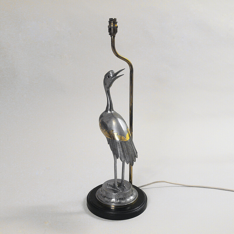 Vintage messing en verchroomd metalen tafellampje, 1960