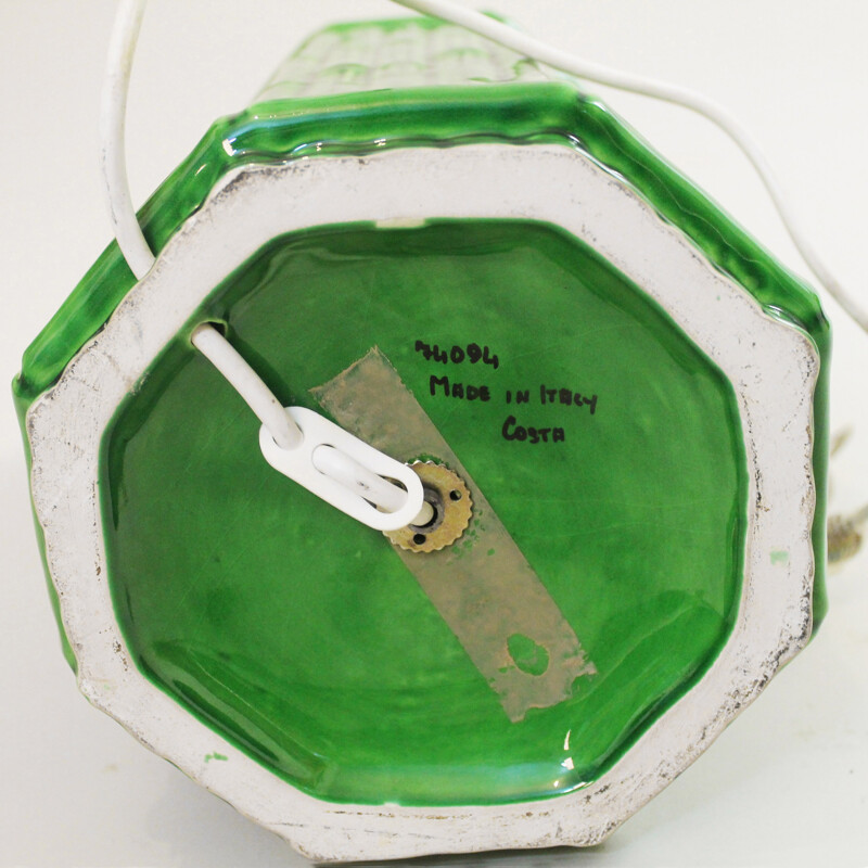 Costa Italy table lamp in green ceramic - 1960s