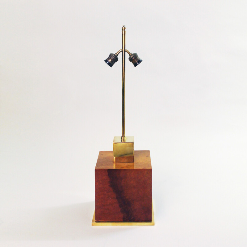 Brass and walnut table lamp, Aldo TURA - 1960s