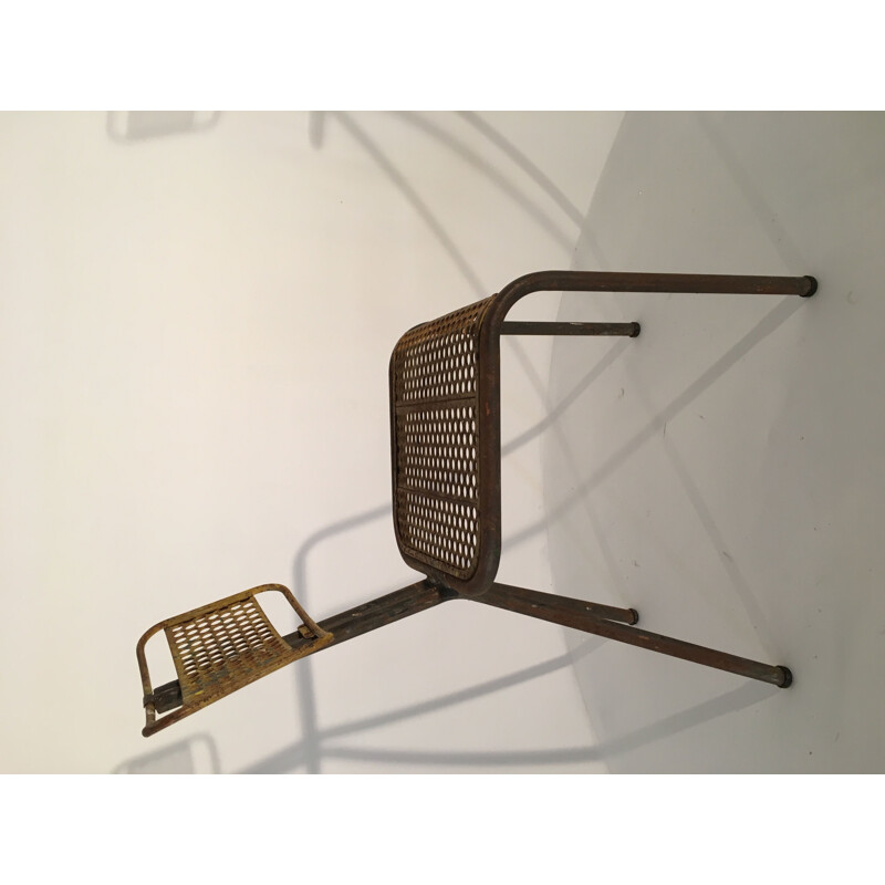 Vintage chair in perforated metal by René Malaval