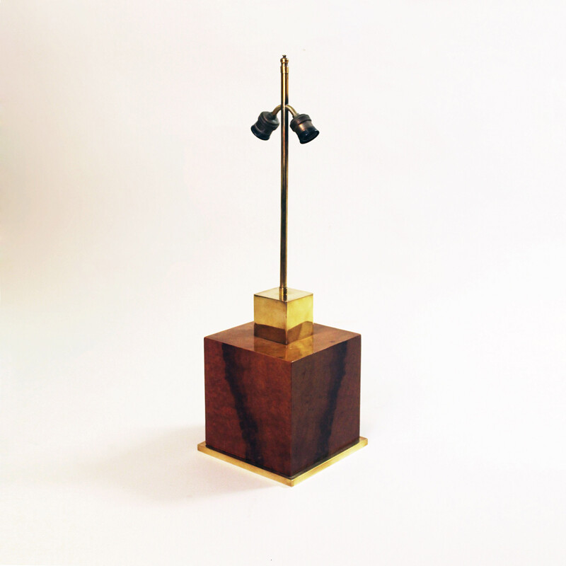 Brass and walnut table lamp, Aldo TURA - 1960s
