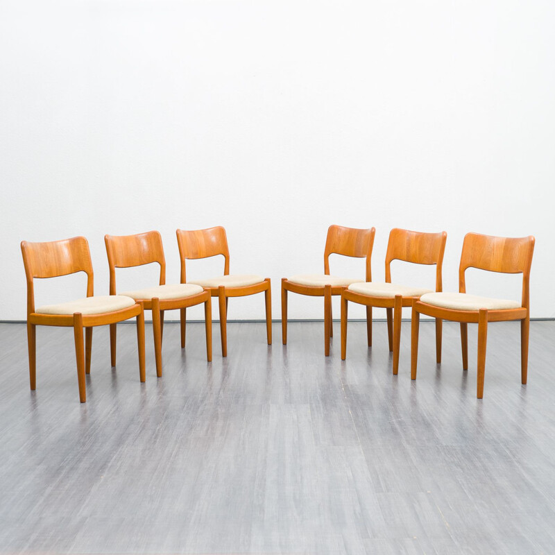 Set of 6 Danish vintage teak dining chairs by Juul Kristensen for Glostrup Möbelfabrik, 1960s