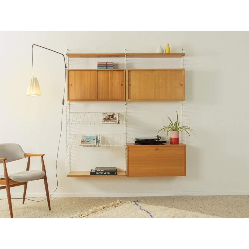 Vintage ash veneer shelving system by Nils Strinning for String Design, 1950