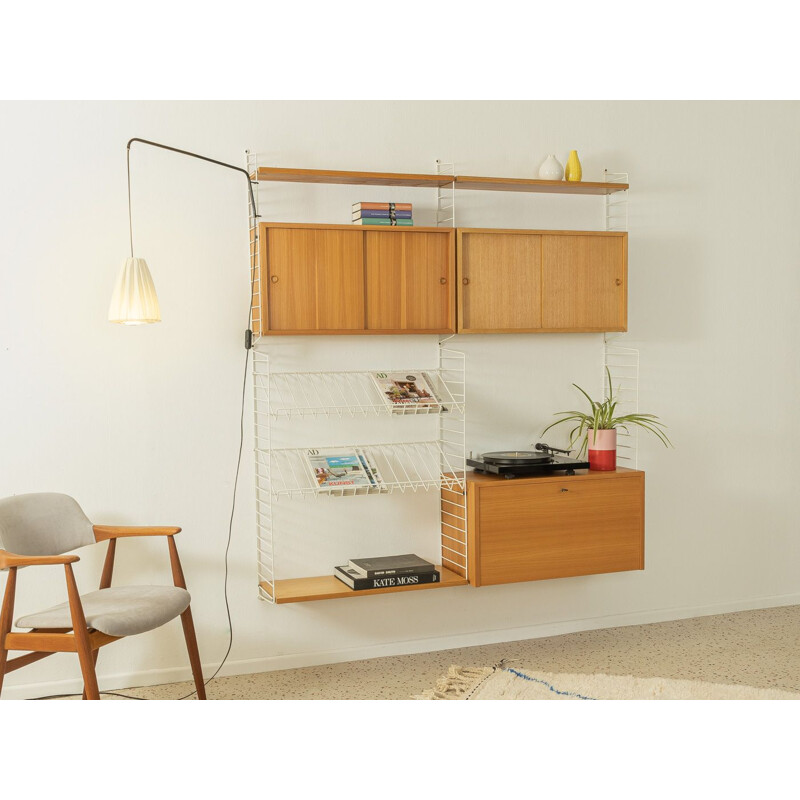 Vintage ash veneer shelving system by Nils Strinning for String Design, 1950