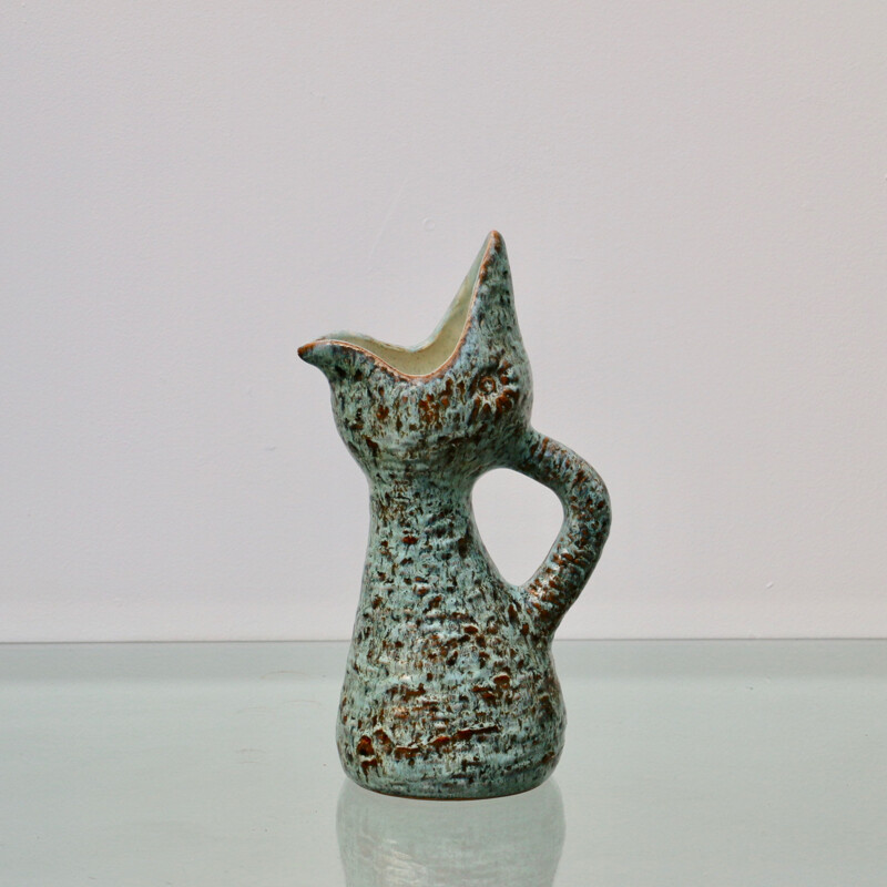 Vintage ceramic pitcher with zoomorphic shape, France 1960