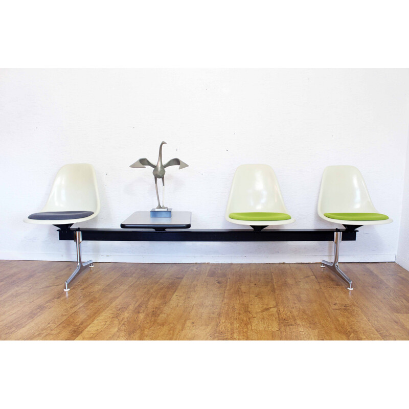 Vintage Eames bench in fiberglass for Vitra, 1970