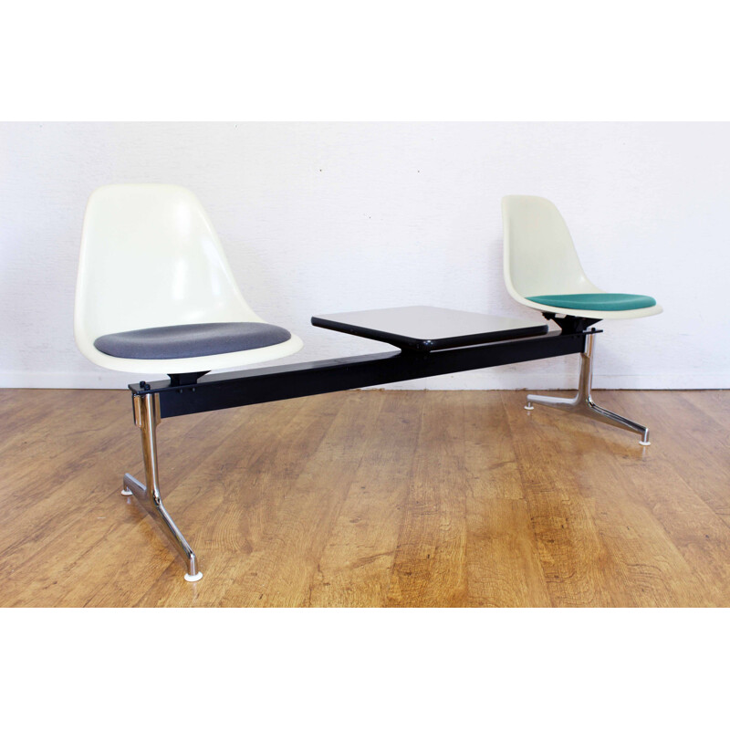 Eames 2-seater bench in fiberglass for Vitra, 1970