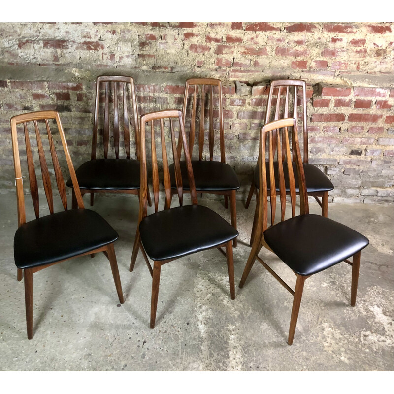 Lot de 6 chaises scandinaves vintage en palissandre par Niels Koefoed pour Koefoeds Mobelfabrik