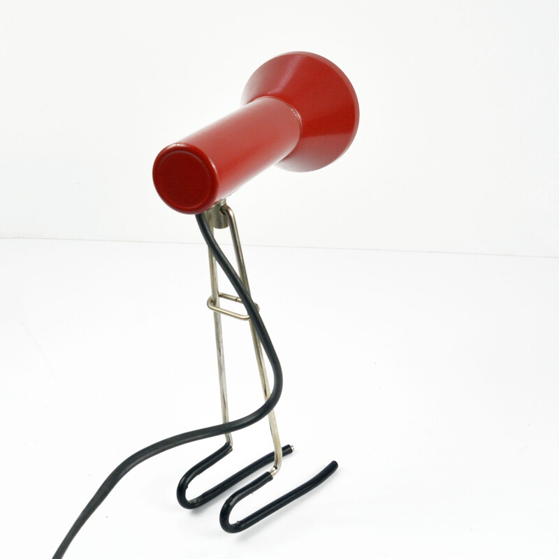 Vintage red desk lamp for Aka Leuchten, Germany 1970s