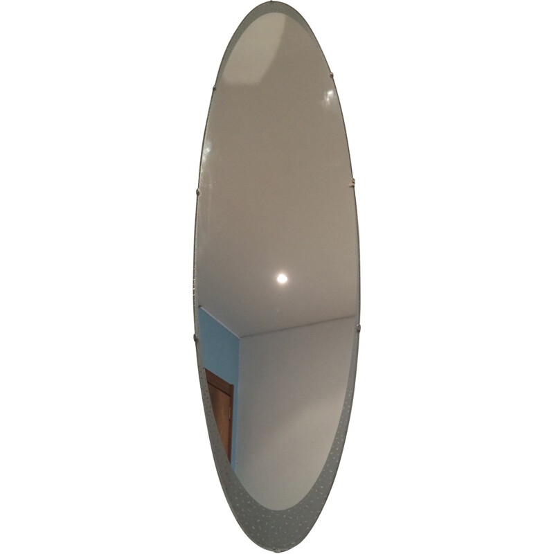 Tall oval wall mirror - 1970s