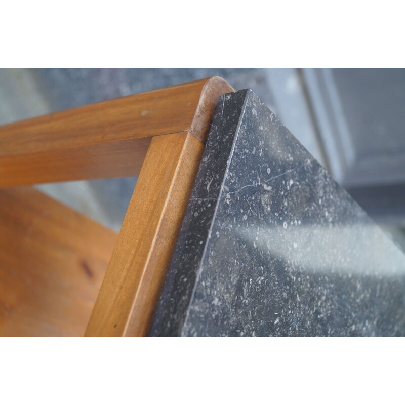 Vintage marble and solid wood console, 1930