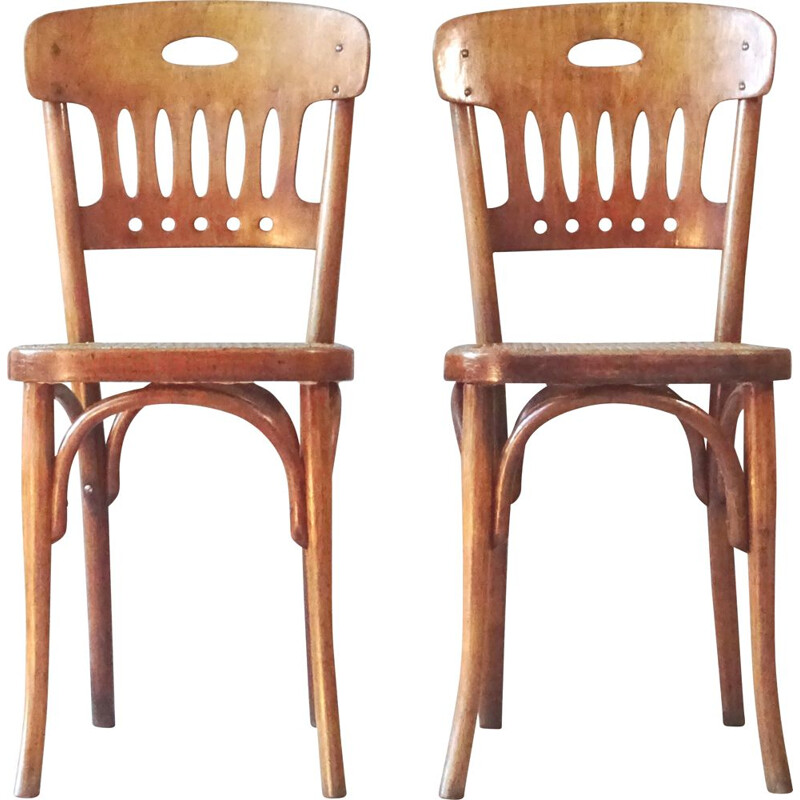 Pair of vintage bistro chairs N 333 by Kohn for Thonet, France 1925-1930s