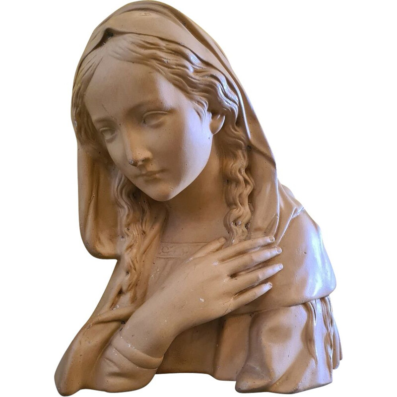 Buste de Marie vintage en plâtre, 1900