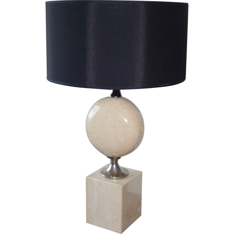 Vintage travertine lamp by Philippe Barbier, 1960