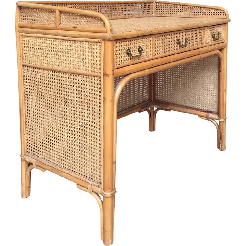 Vintage rattan desk - 1960s