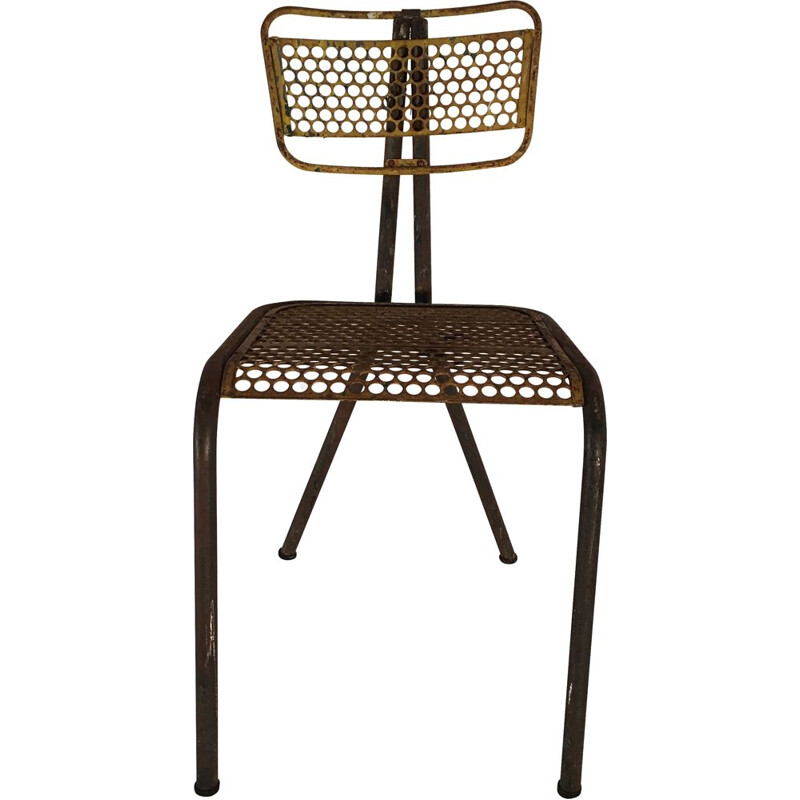 Vintage chair in perforated metal by René Malaval