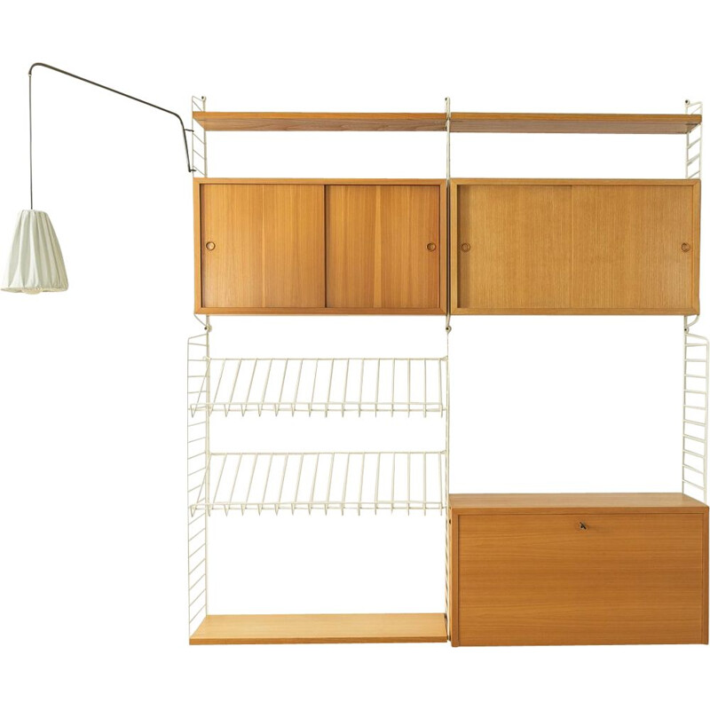 Vintage ash veneer shelving system by Nils Strinning for String Design, 1950