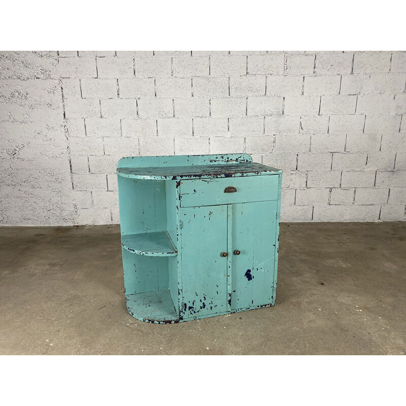 Vintage blue pine corner highboard