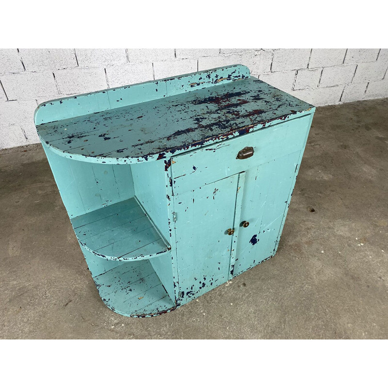 Vintage blue pine corner highboard