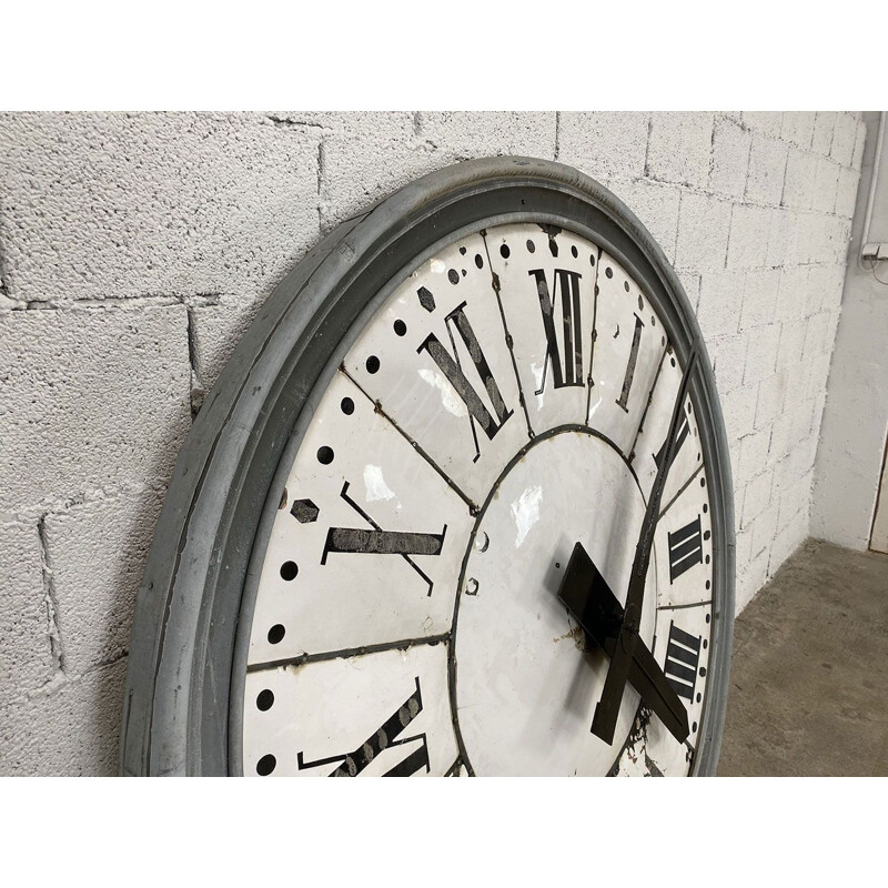 Vintage church dial with enameled cartouches on copper, 1900