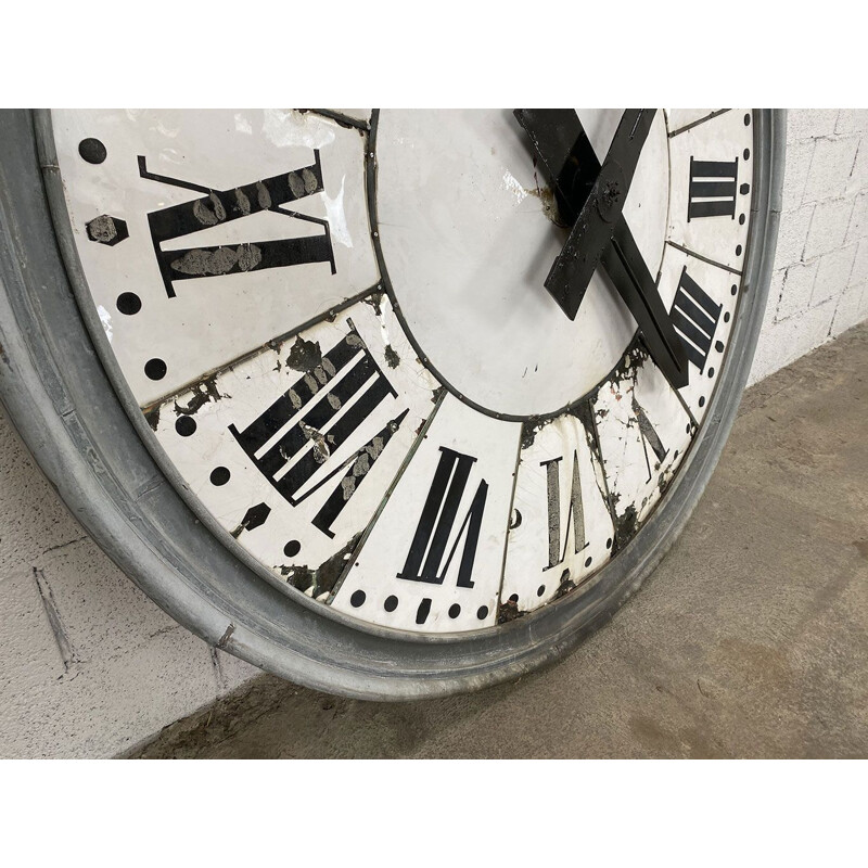 Vintage church dial with enameled cartouches on copper, 1900