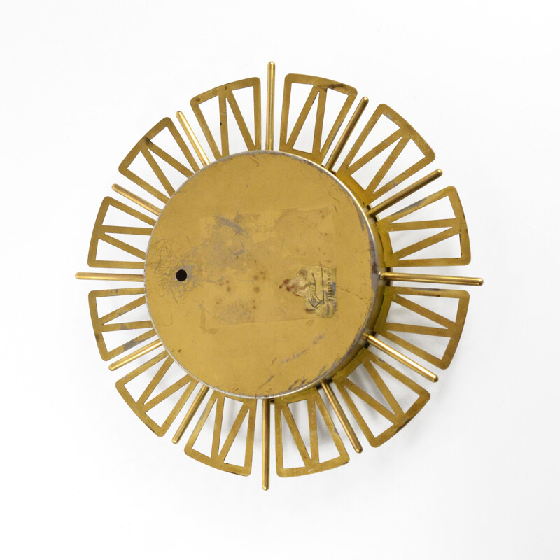 Vintage mechanical wall clock in metal and glass by Müller, Germany 1960