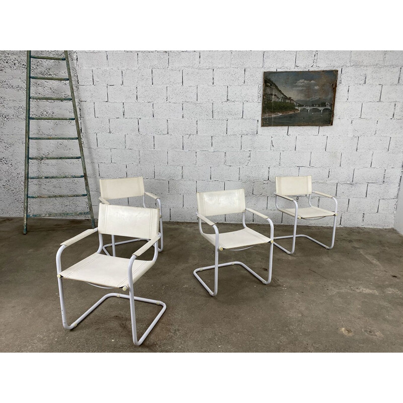 Set of 4 vintage cantilever armchairs by Matteo Grassi