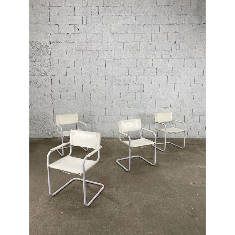 Set of 4 vintage cantilever armchairs by Matteo Grassi