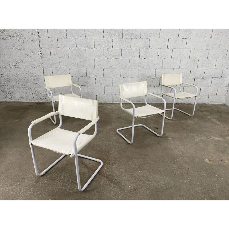 Set of 4 vintage cantilever armchairs by Matteo Grassi