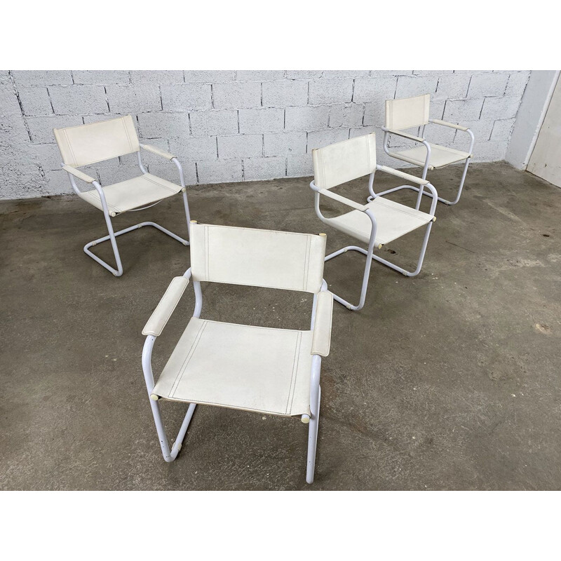 Set of 4 vintage cantilever armchairs by Matteo Grassi