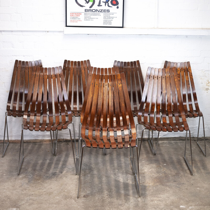 Ensemble de 8 chaises vintage en palissandre par Hans Brattrud pour Hove Møbler, 1960
