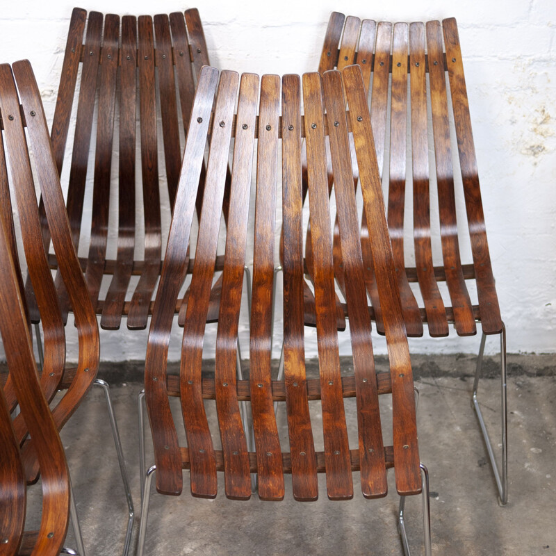 Set van 8 vintage rozenhouten stoelen van Hans Brattrud voor Hove Møbler, 1960