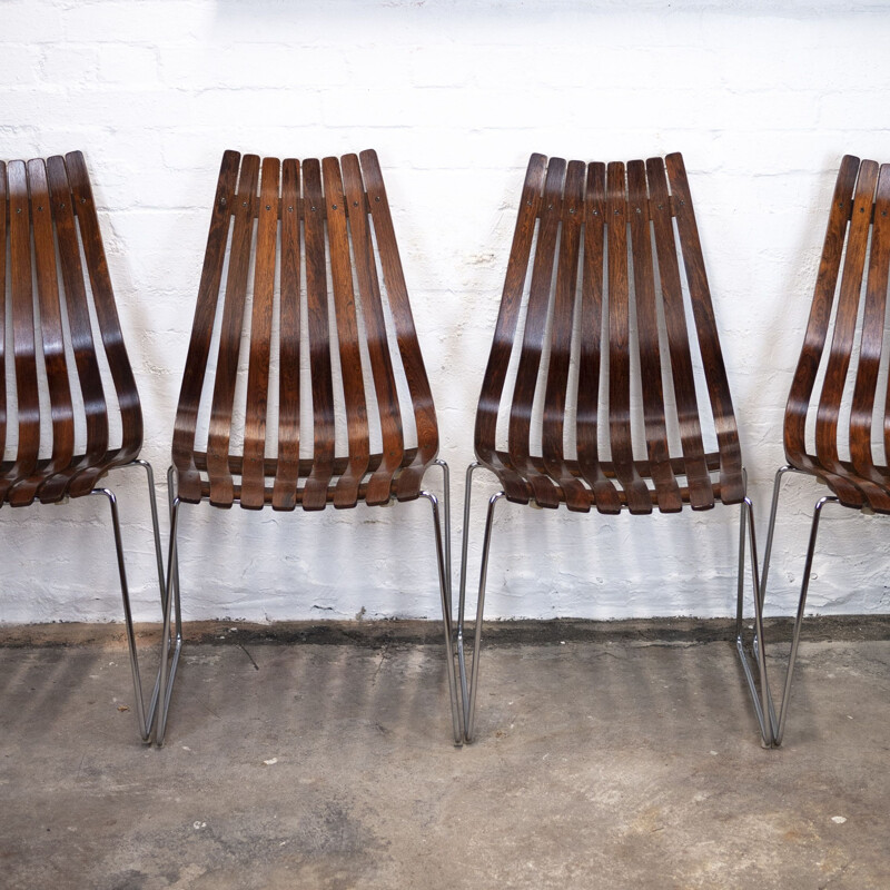 Conjunto de 8 cadeiras de pau-rosa vintage de Hans Brattrud para Hove Møbler, 1960