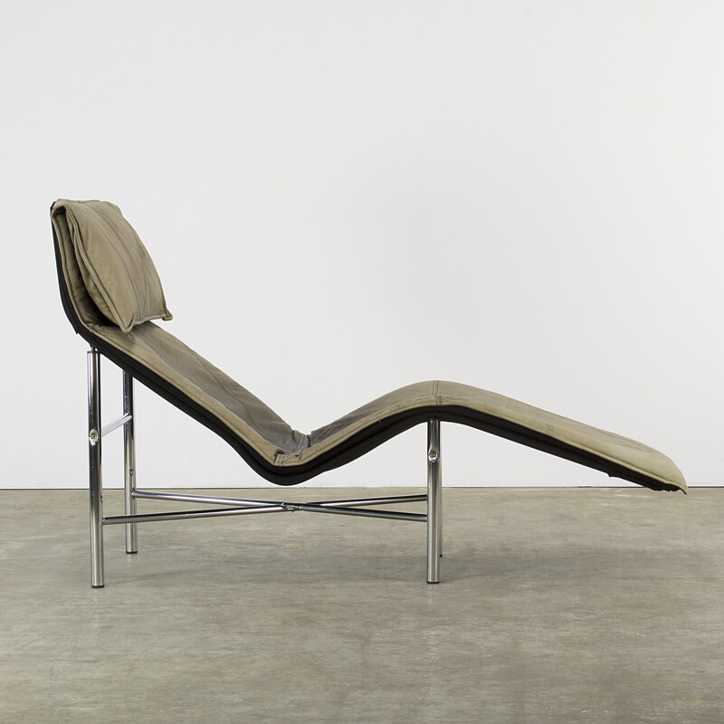 Vintage "Skye" lounge chair in grey leather, Tord BJORKLUND - 1980s