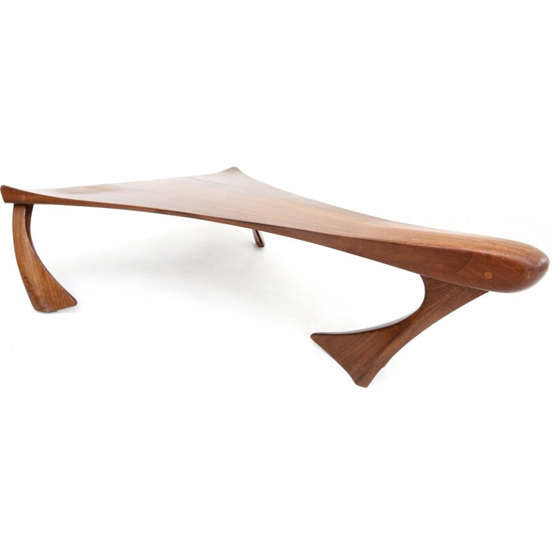 Sculptural coffee table in wood by Andre VAN DER LINDEN - 1980s