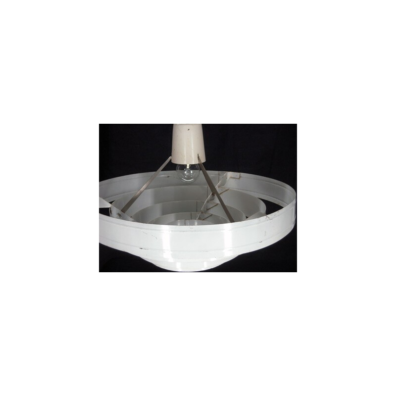 White lacquered metal pendant light - 1960s